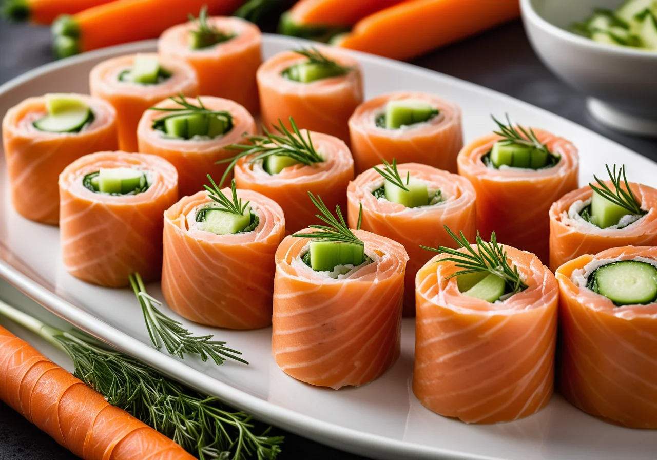 Lachs-Gemüseröllchen