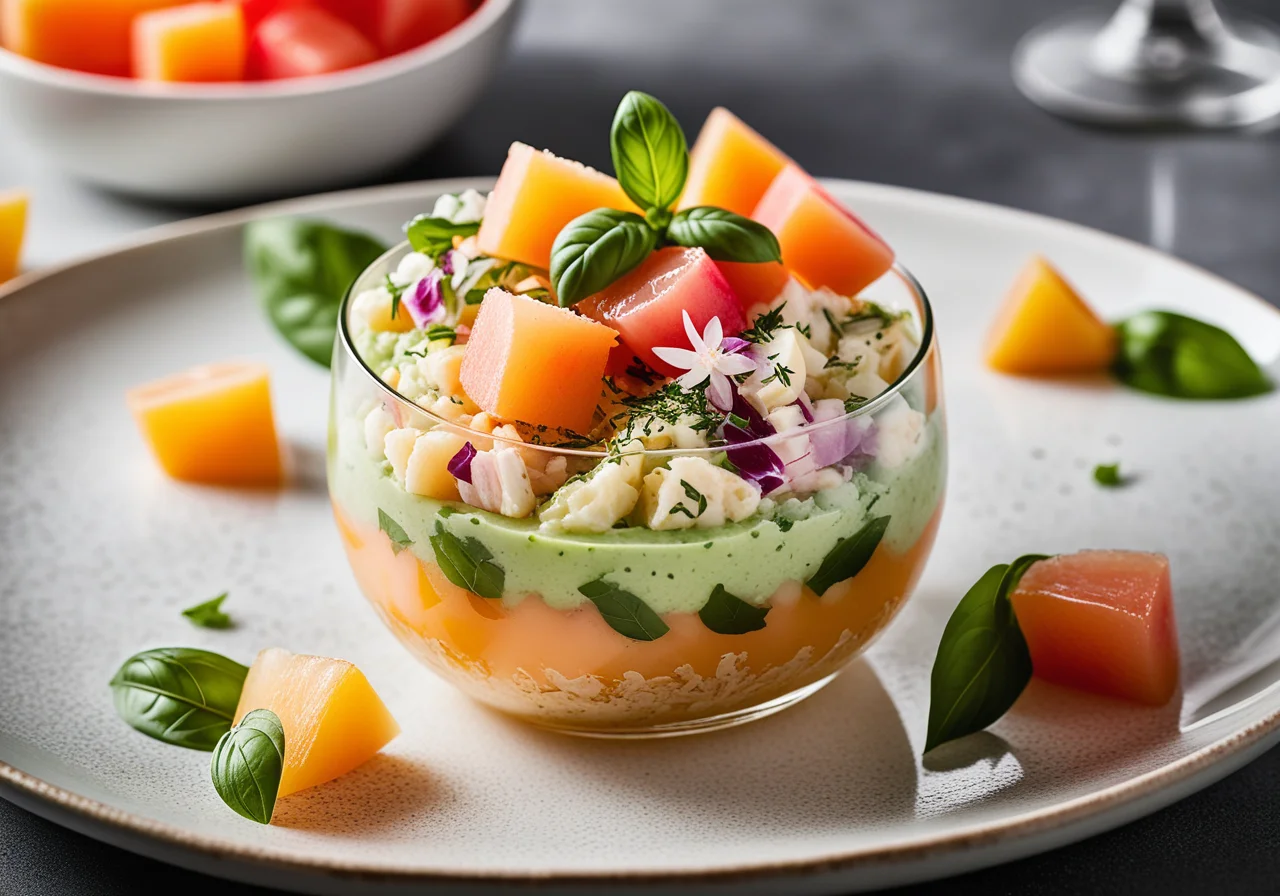 River Crab Salad with Basil Granita