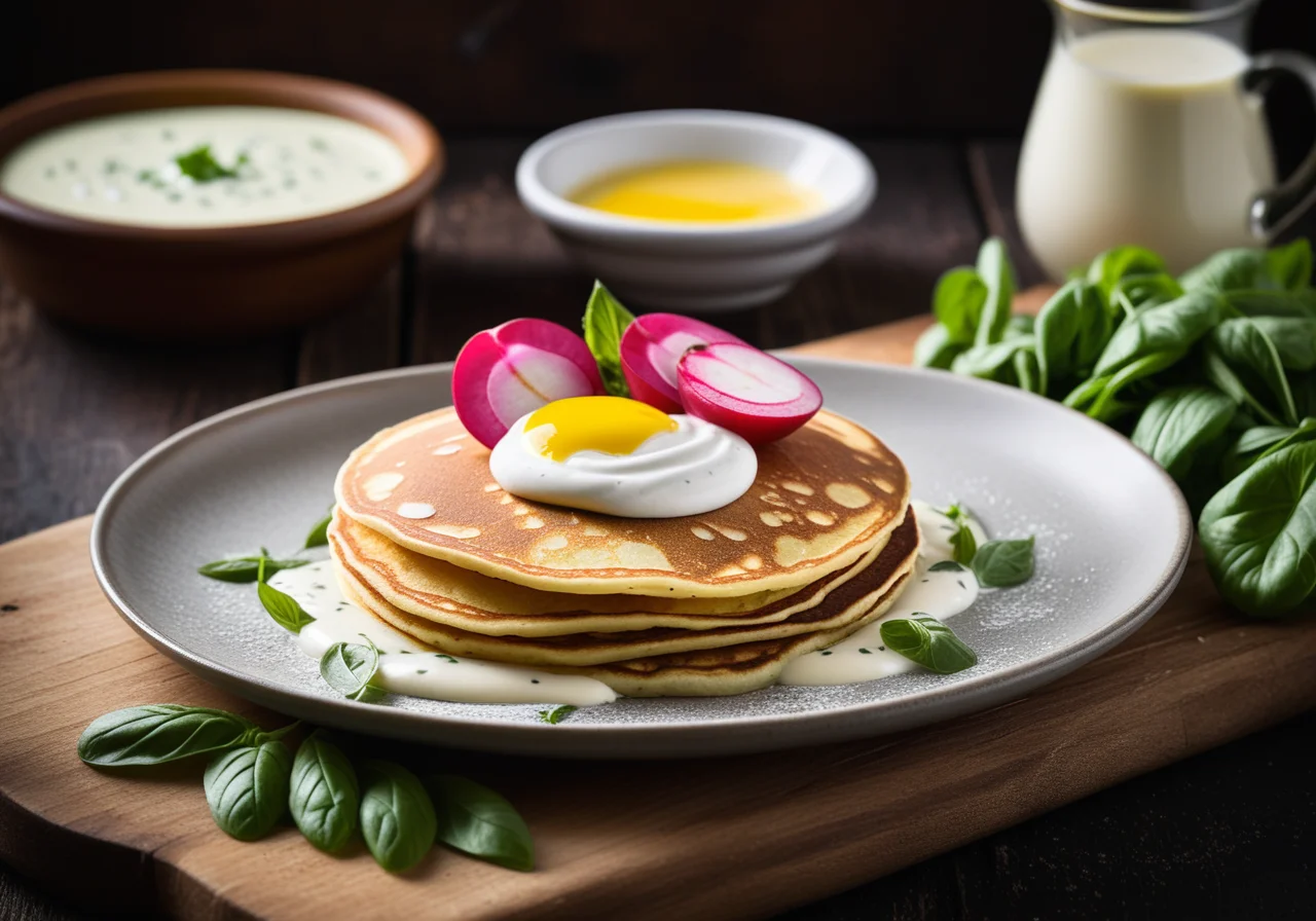 Wheat Pancakes with Basil