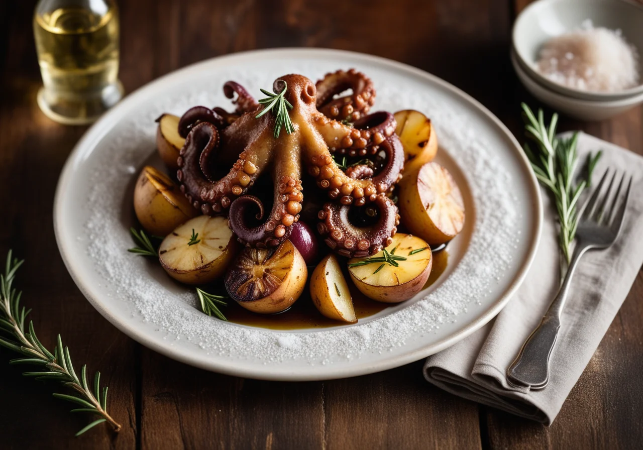Baked Octopus with Potatoes and Onions