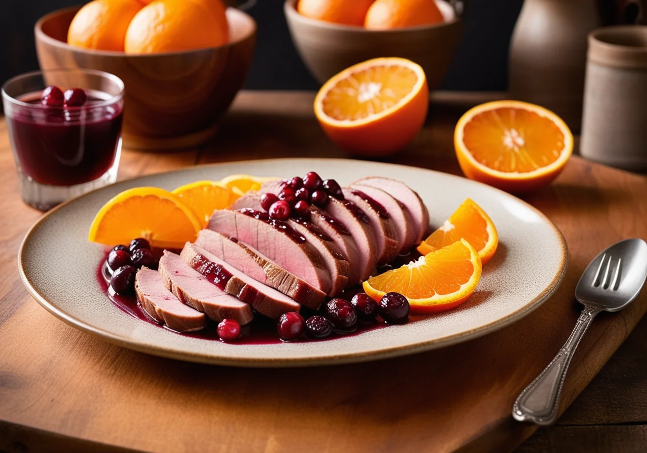 Duck Breast à la Orange with Cranberries