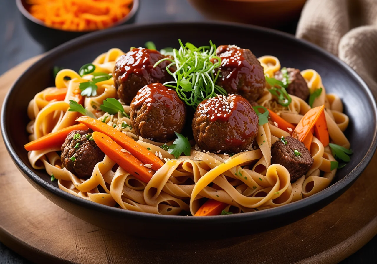 Pasta with Vegetables and Meatballs