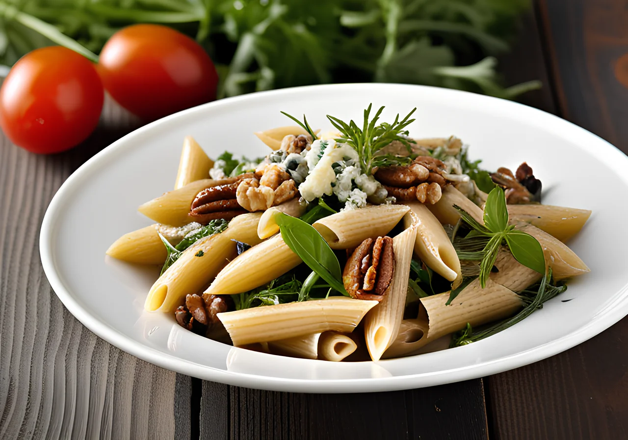 Pasta Salad with Arugula, Walnut Kernels and Blue Cheese