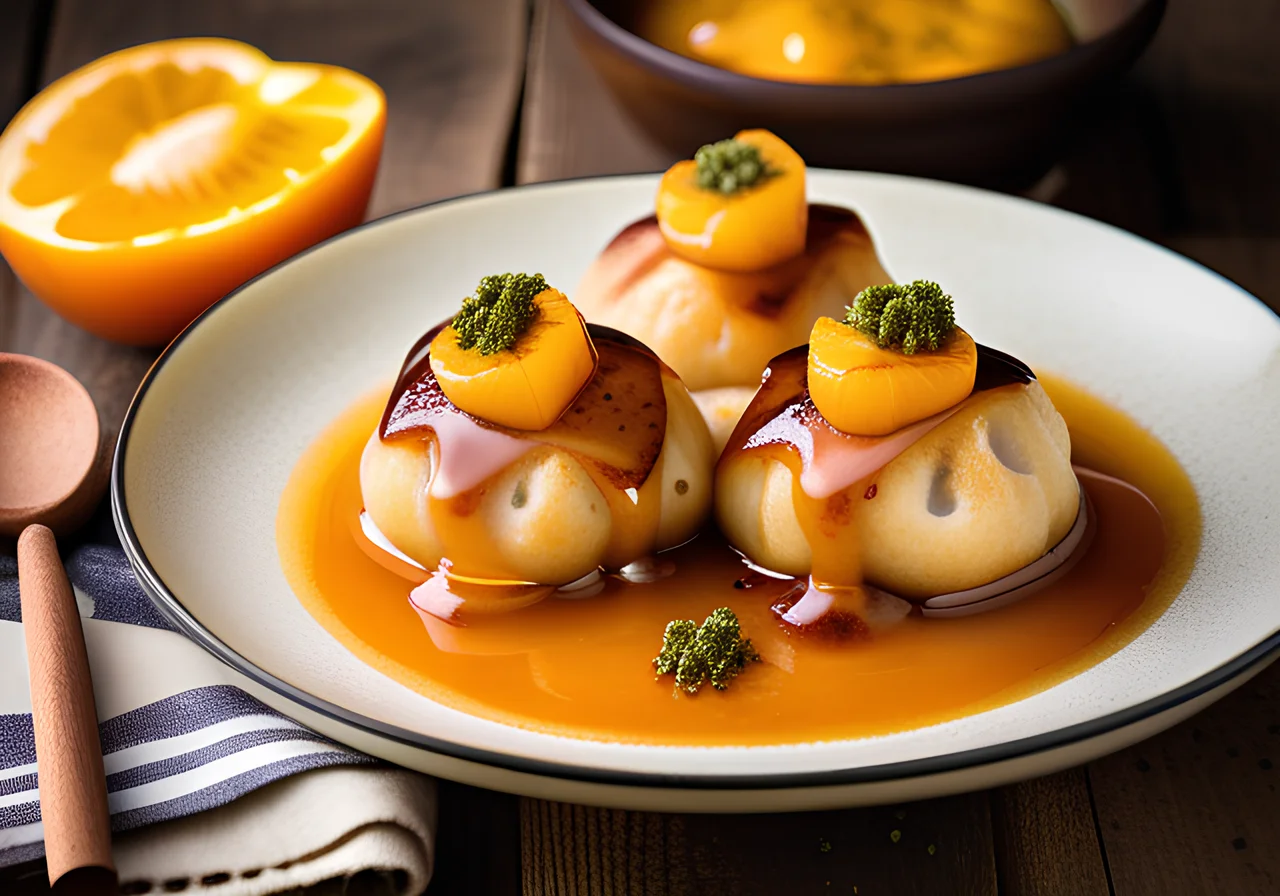 Plum Dumplings with Orange Sauce