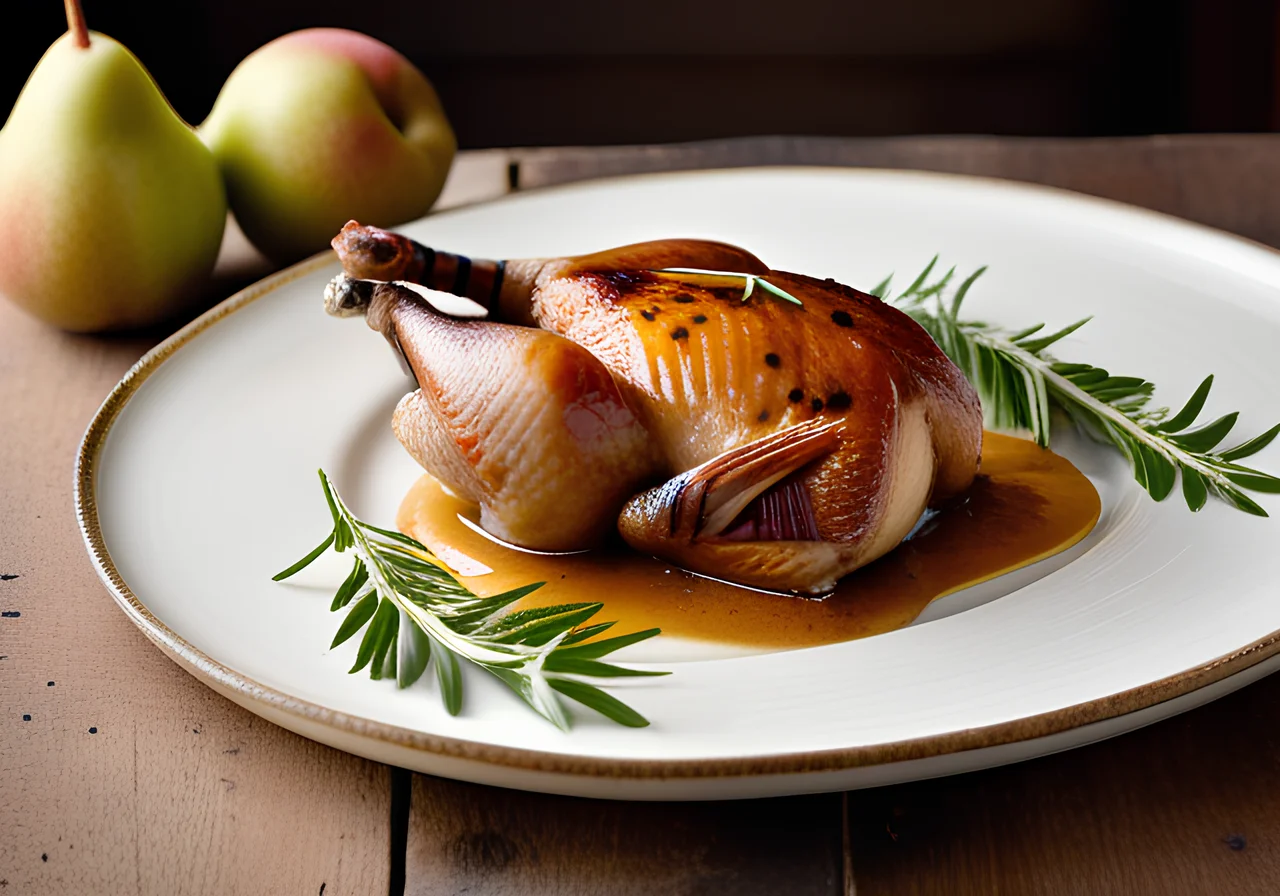 Roasted Pheasant with Pear Sauce
