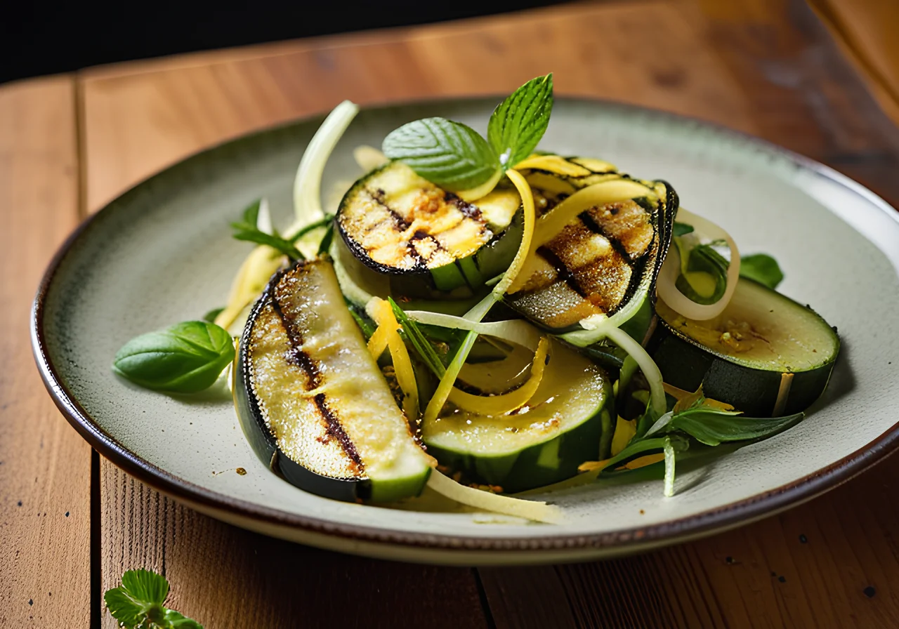Grilled Zucchini Salad with Mint and Parmesan