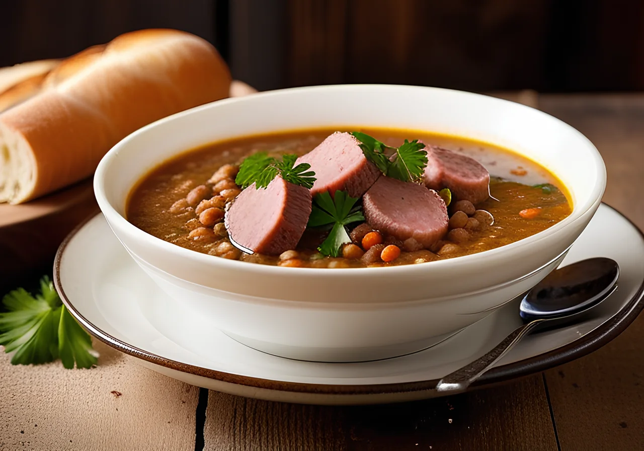 Lentil Soup with Kassler and Kohlwurst
