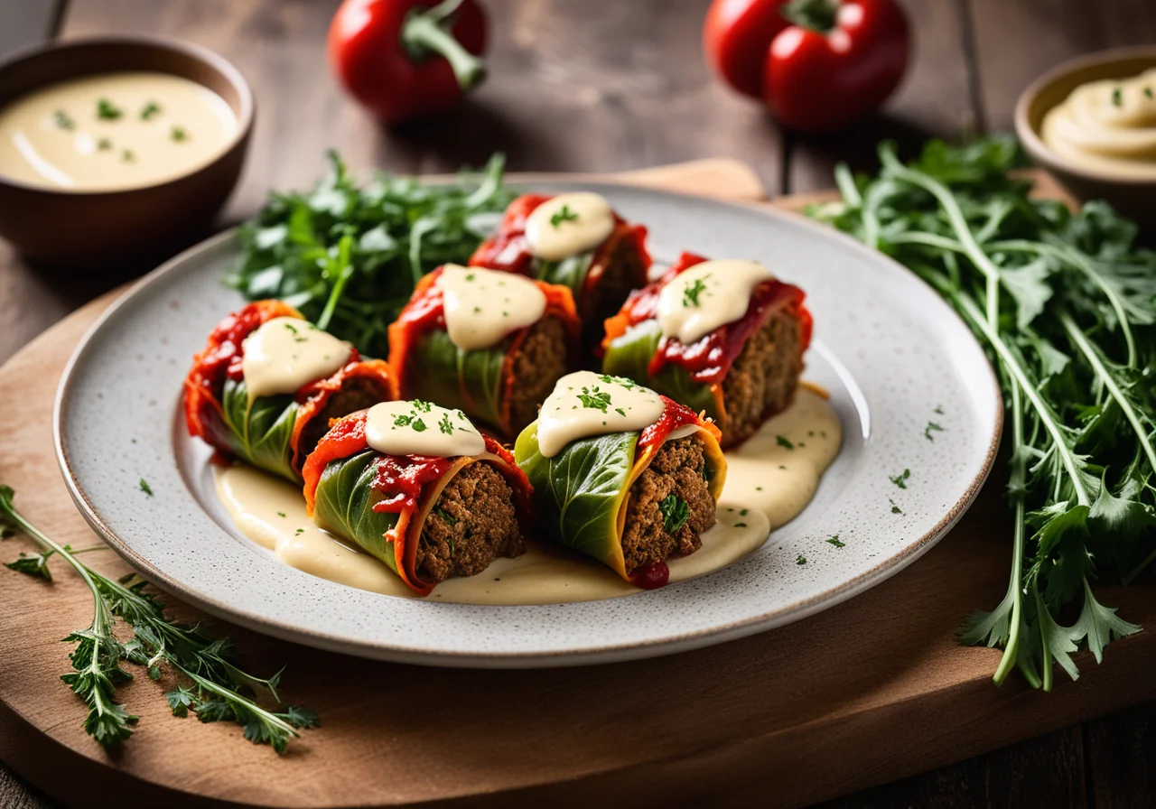 Buckwheat and Vegetable Stuffed Cabbage Rolls