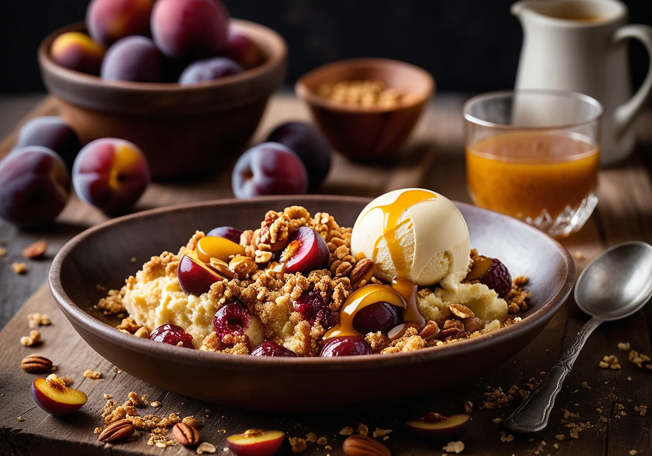 Crumble with Plums and Nuts