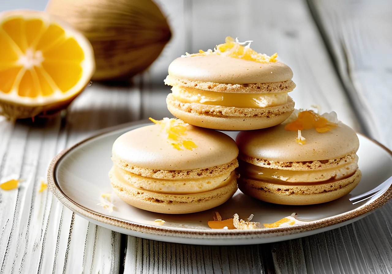 Coconut Macarons on Wafer Cakes