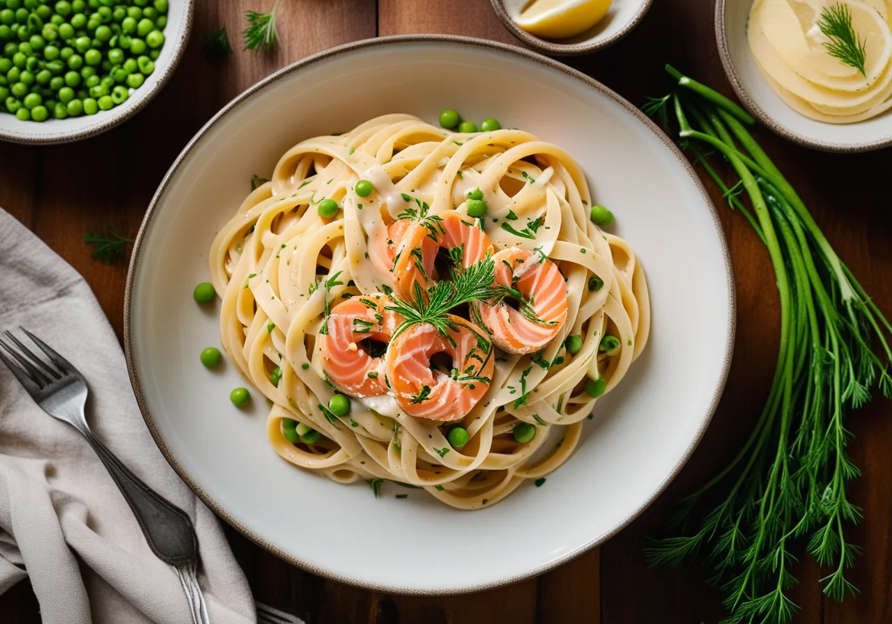 Pasta with Smoked Salmon and Peas