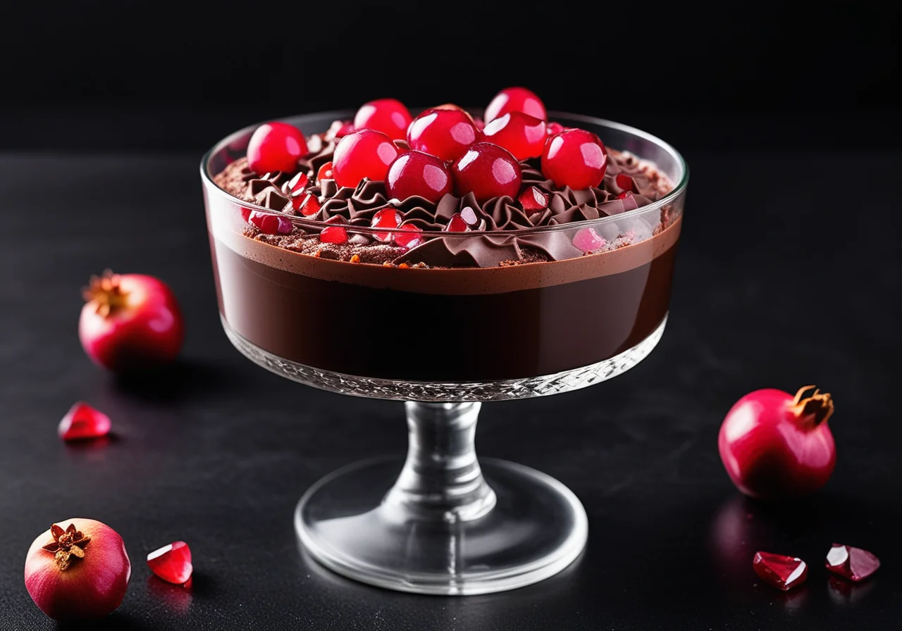 Chocolate Mousse with Pomegranate Seeds
