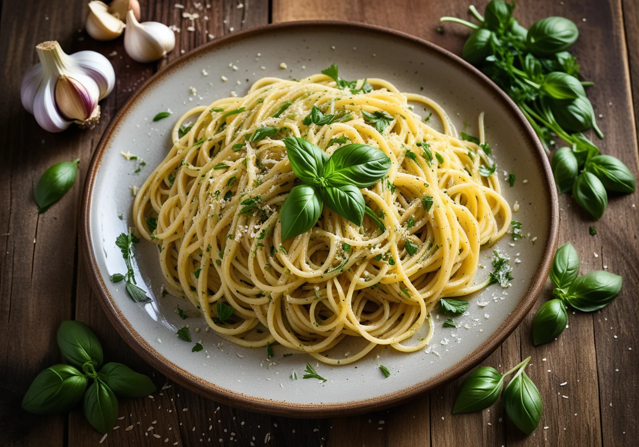 Spaghetti with Garlic, Olive Oil and Peperoncini