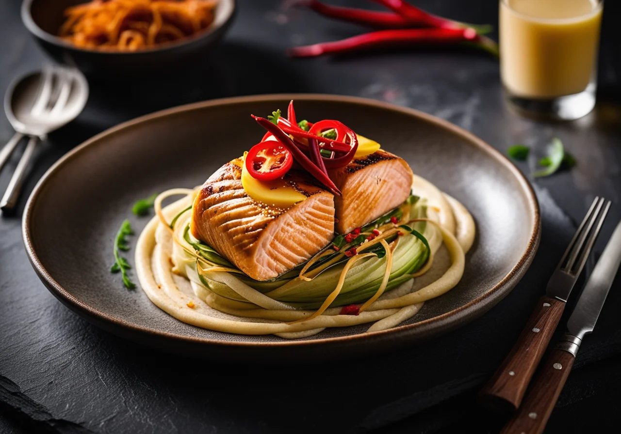 Salmon Wrapped in Dough with Leek