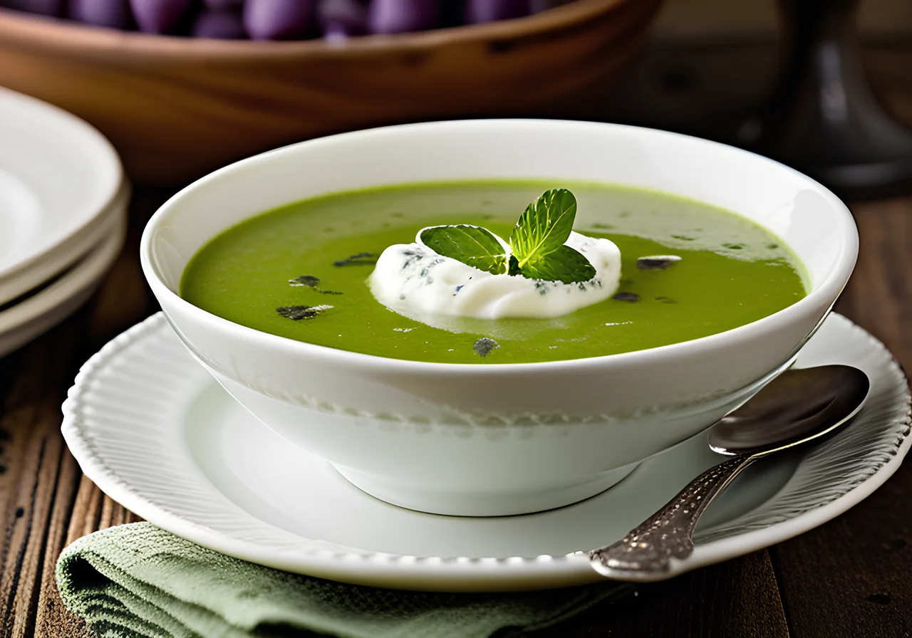 Pea Cream Soup with Mint