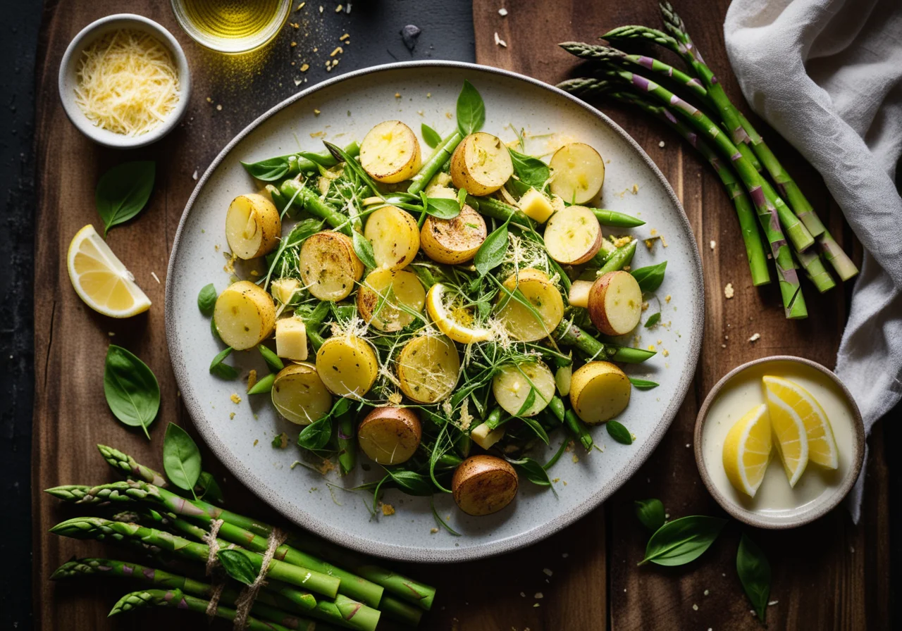 Asparagus Salad with Roasted Potatoes, Parmesan and Lemon Zest