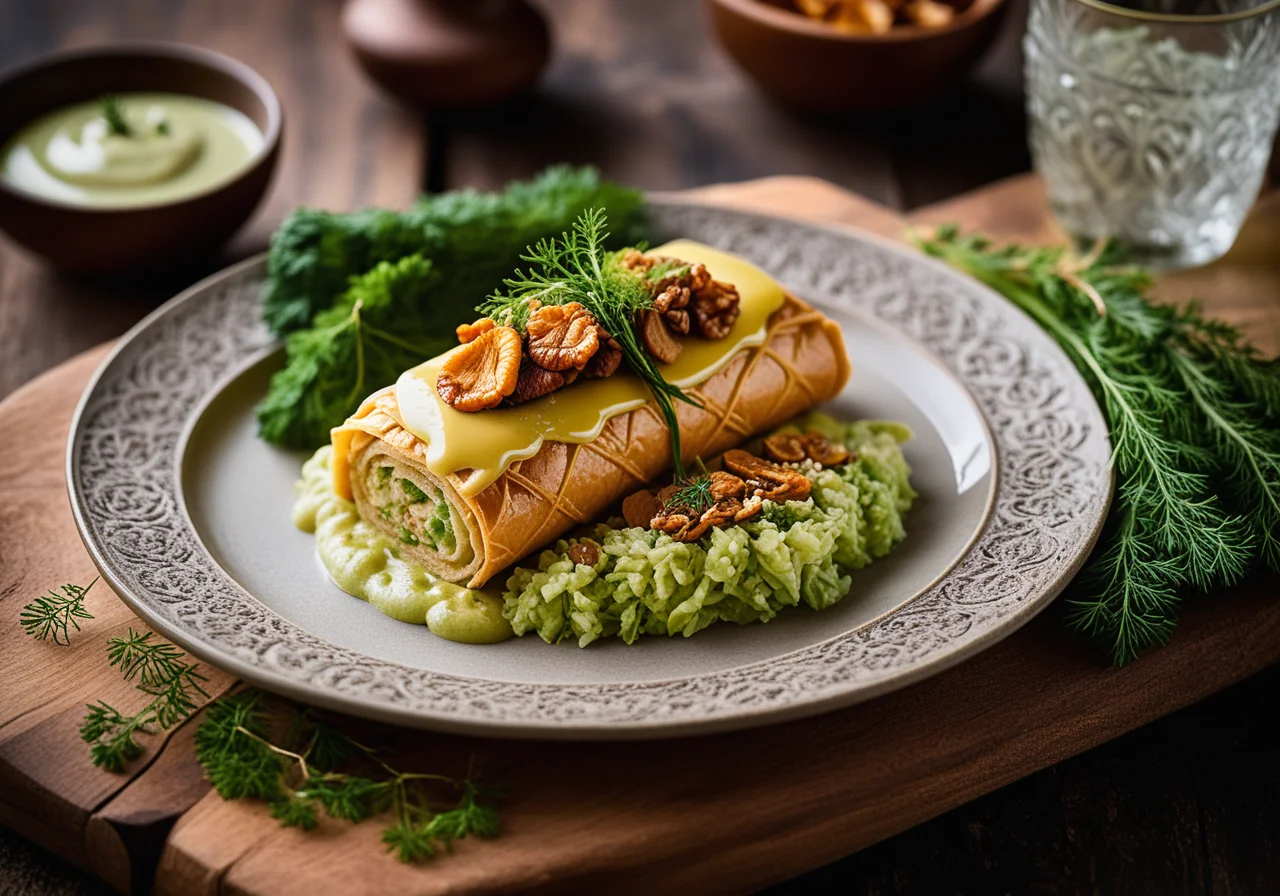 Salmon Strudel with Savoy Cabbage