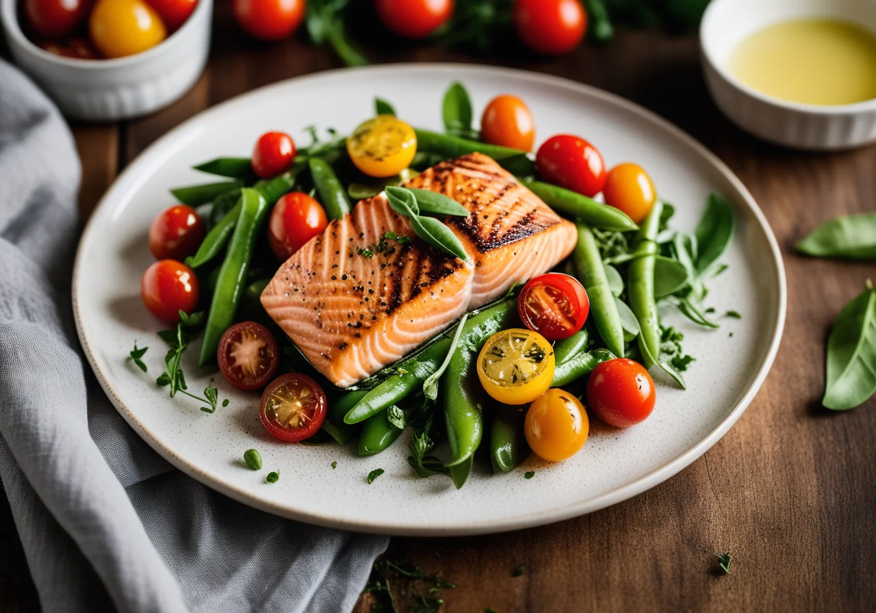 Salmon on Vegetable Salad