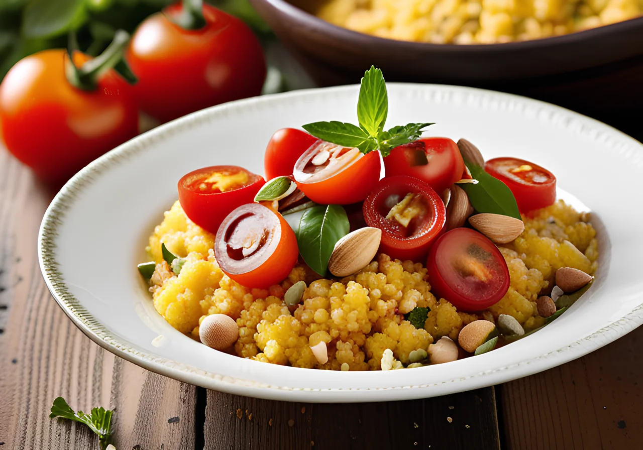 Couscous Salad with Sheep Cheese and Peanuts