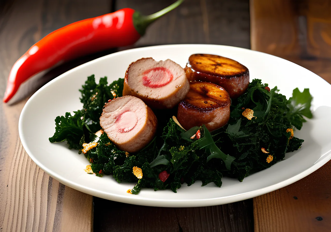 Spicy Kale with Bratwurst