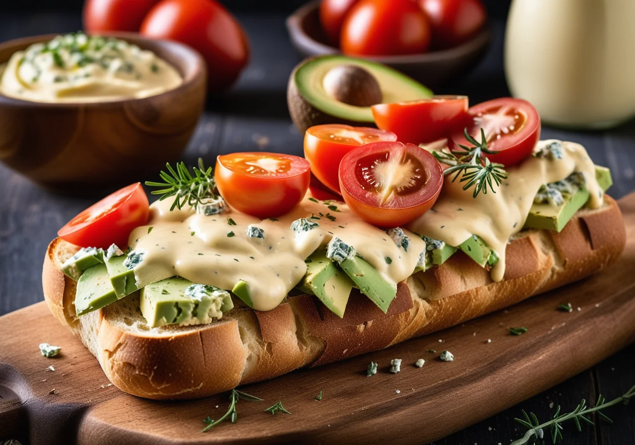 Ciabatta with Mayonnaise Salad and Cheese