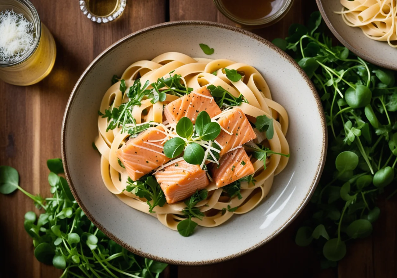 Penne with Salmon and Watercress