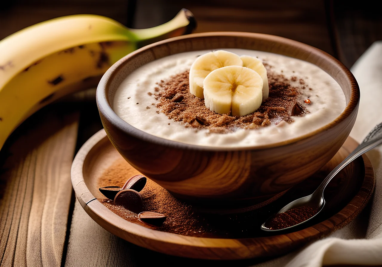 Banana Cocoa Porridge with Rice Flakes