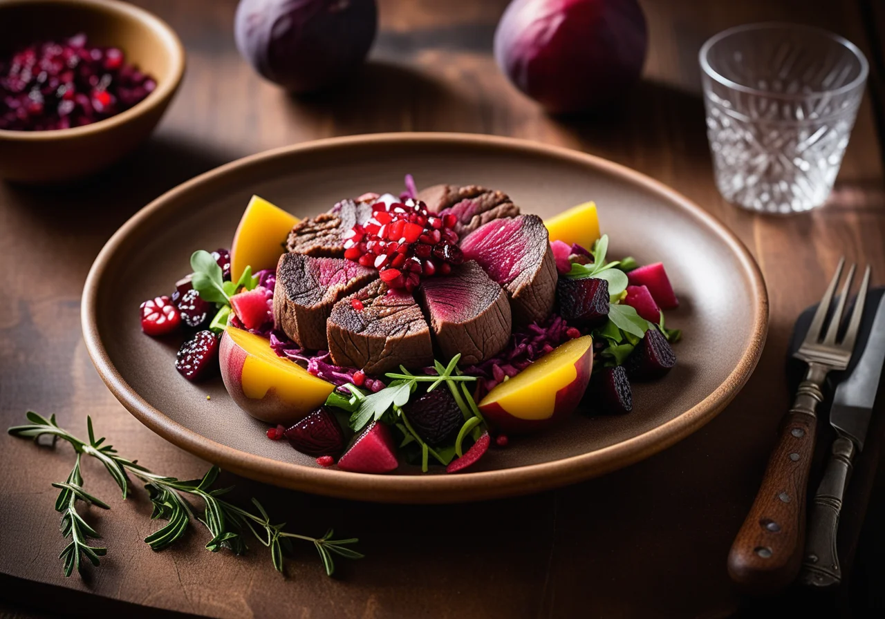 Venison Tenderloin Roast with Fig Red Cabbage