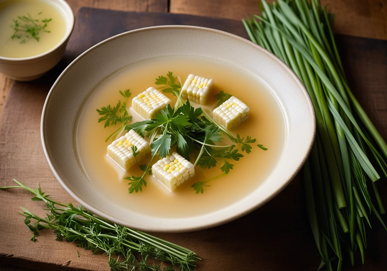 Kraftbrühe mit Schollenröllchen