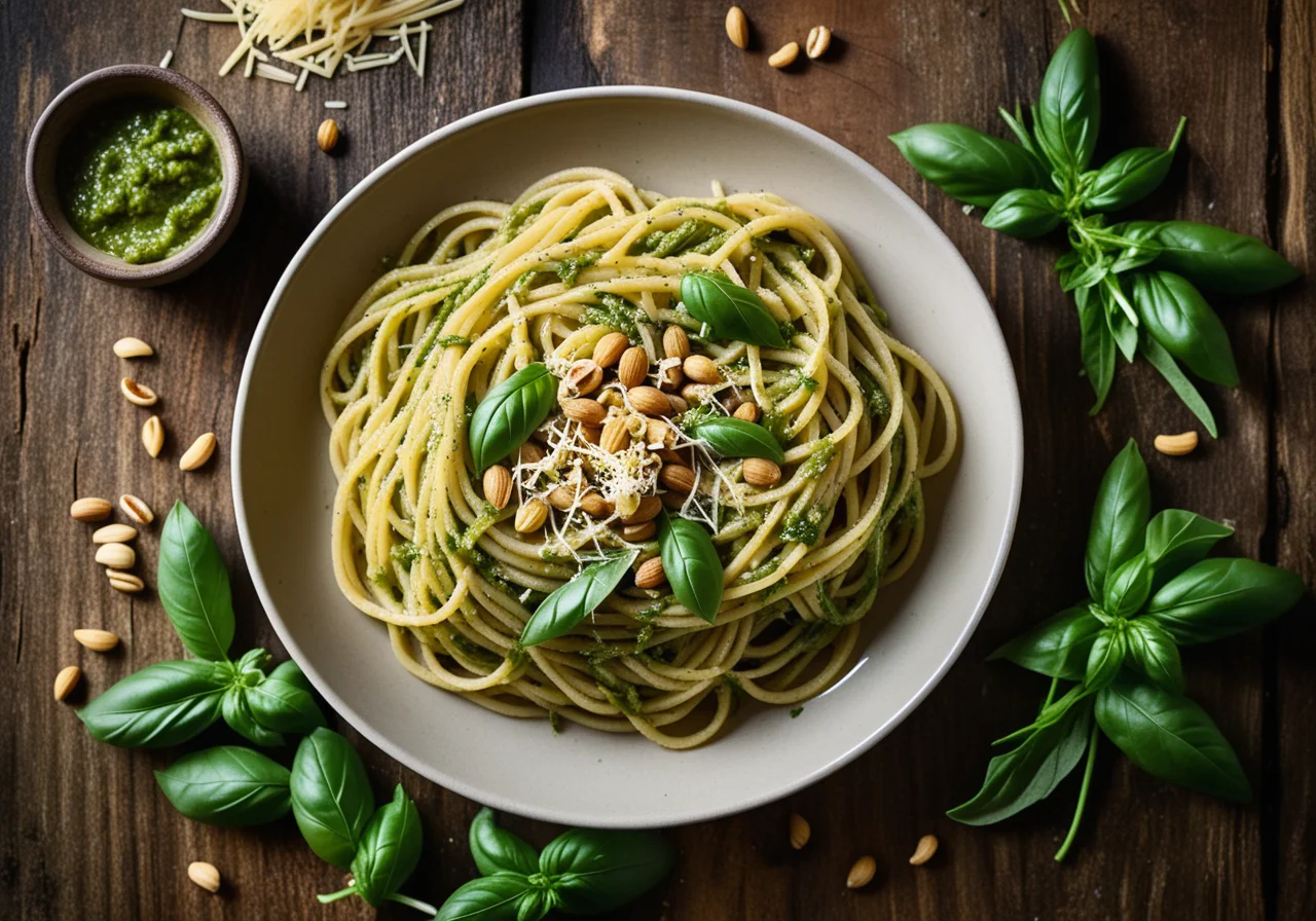 Spaghetti with Pesto and Princess Beans