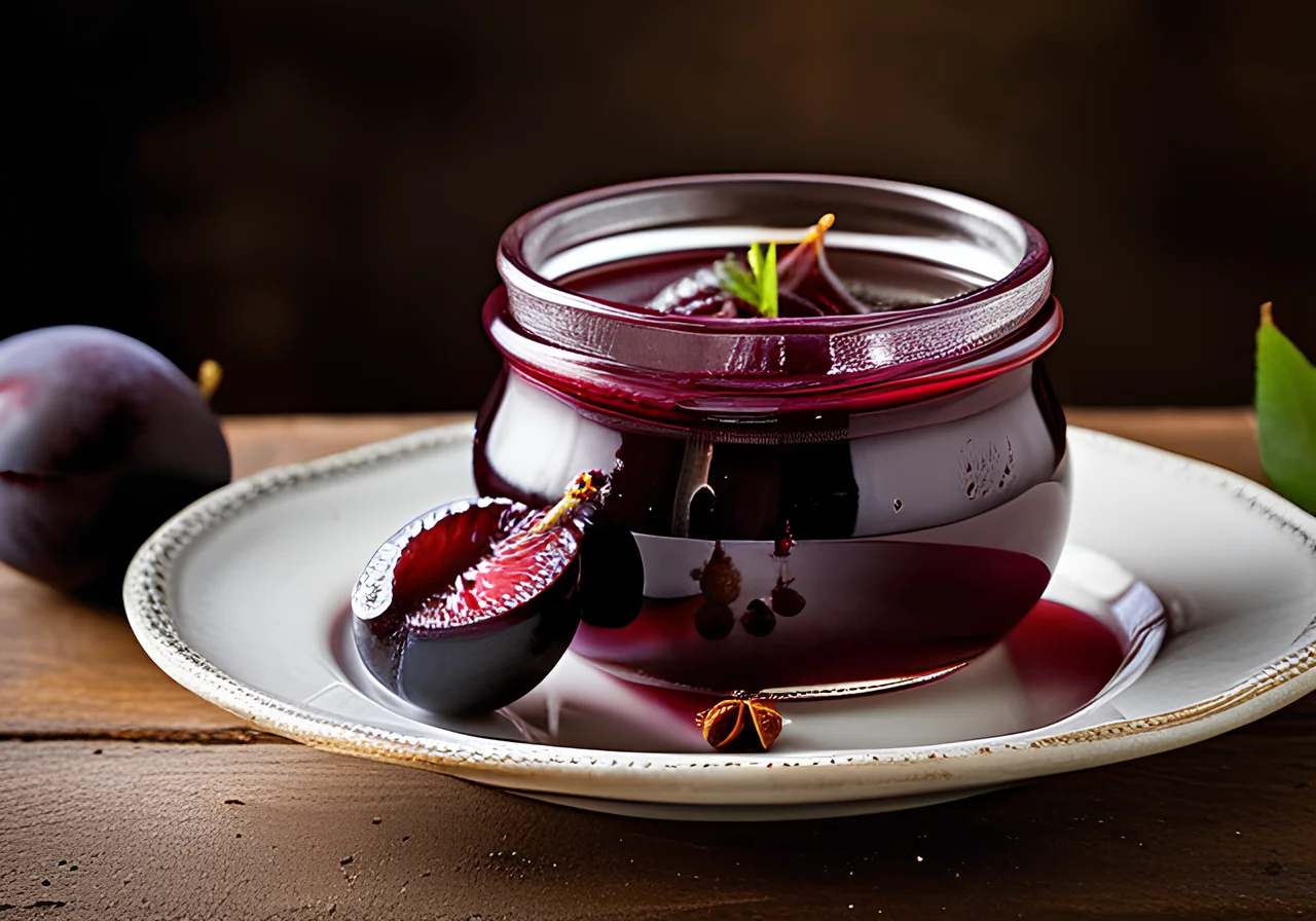 Plums in Red Wine and Vinegar