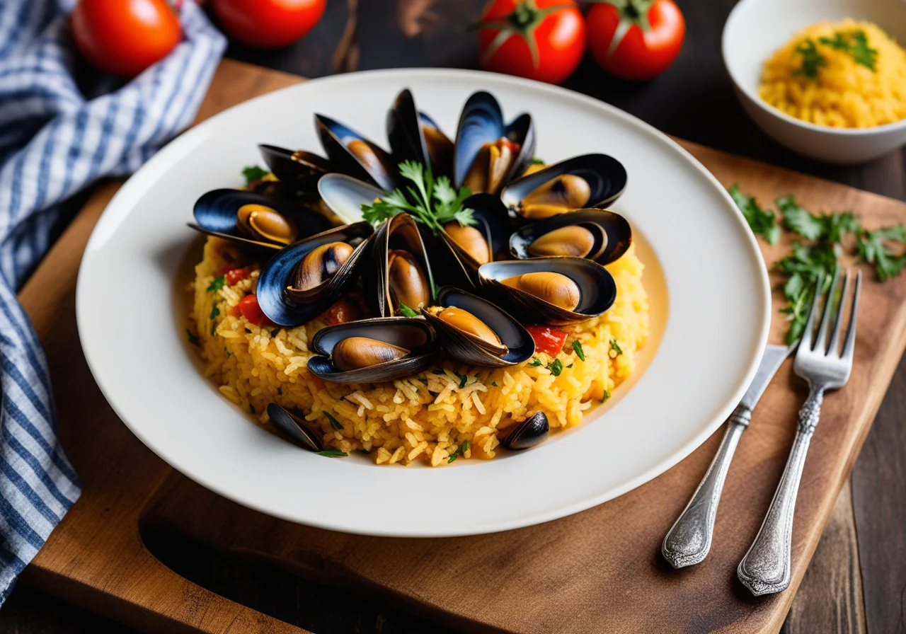 Saffron Rice with Heart Mussels