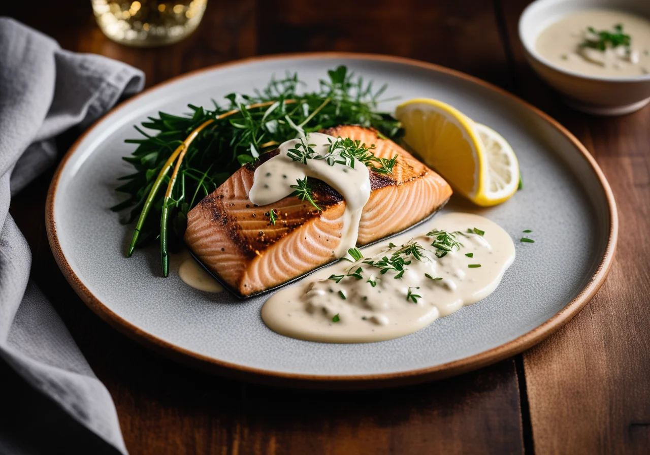 Salmon with Wine Sauce and Potatoes