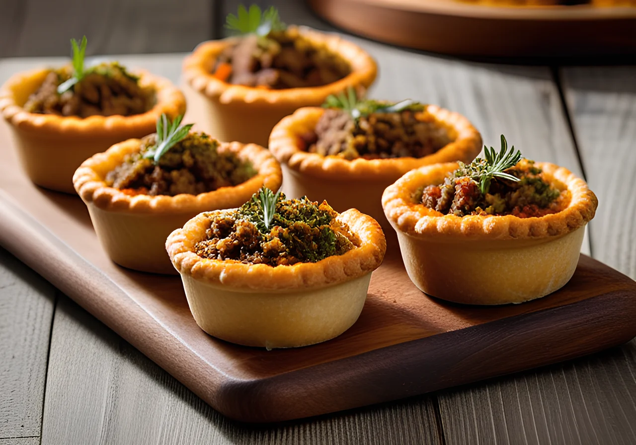 Small Pie Cups Filled with Carrots and Ground Meat