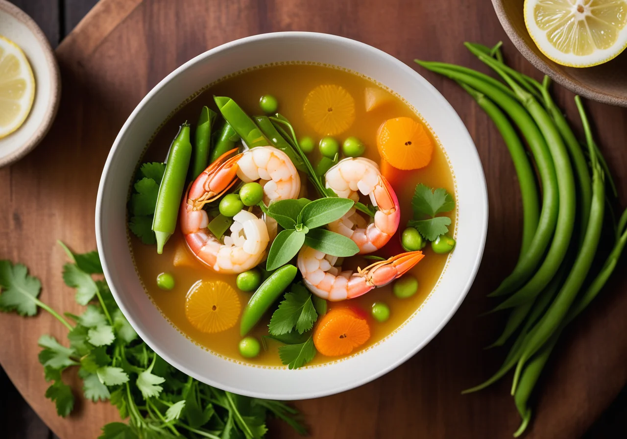 Vegetable Soup with Ginger and Shrimp