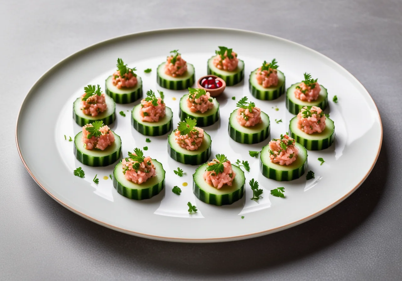 Cucumber Bites with Salmon Tartare