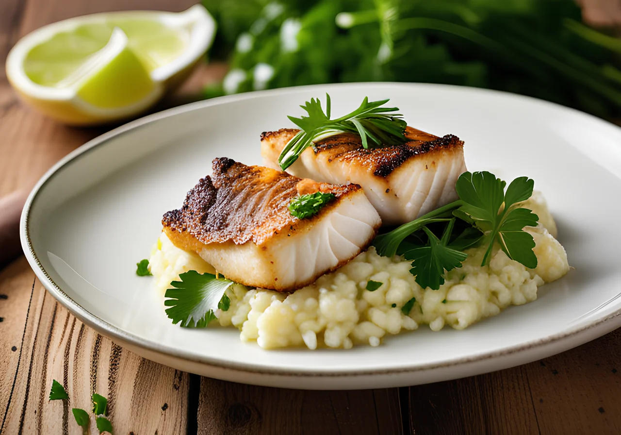 Cauliflower Risotto with Pan‑Fried Cod