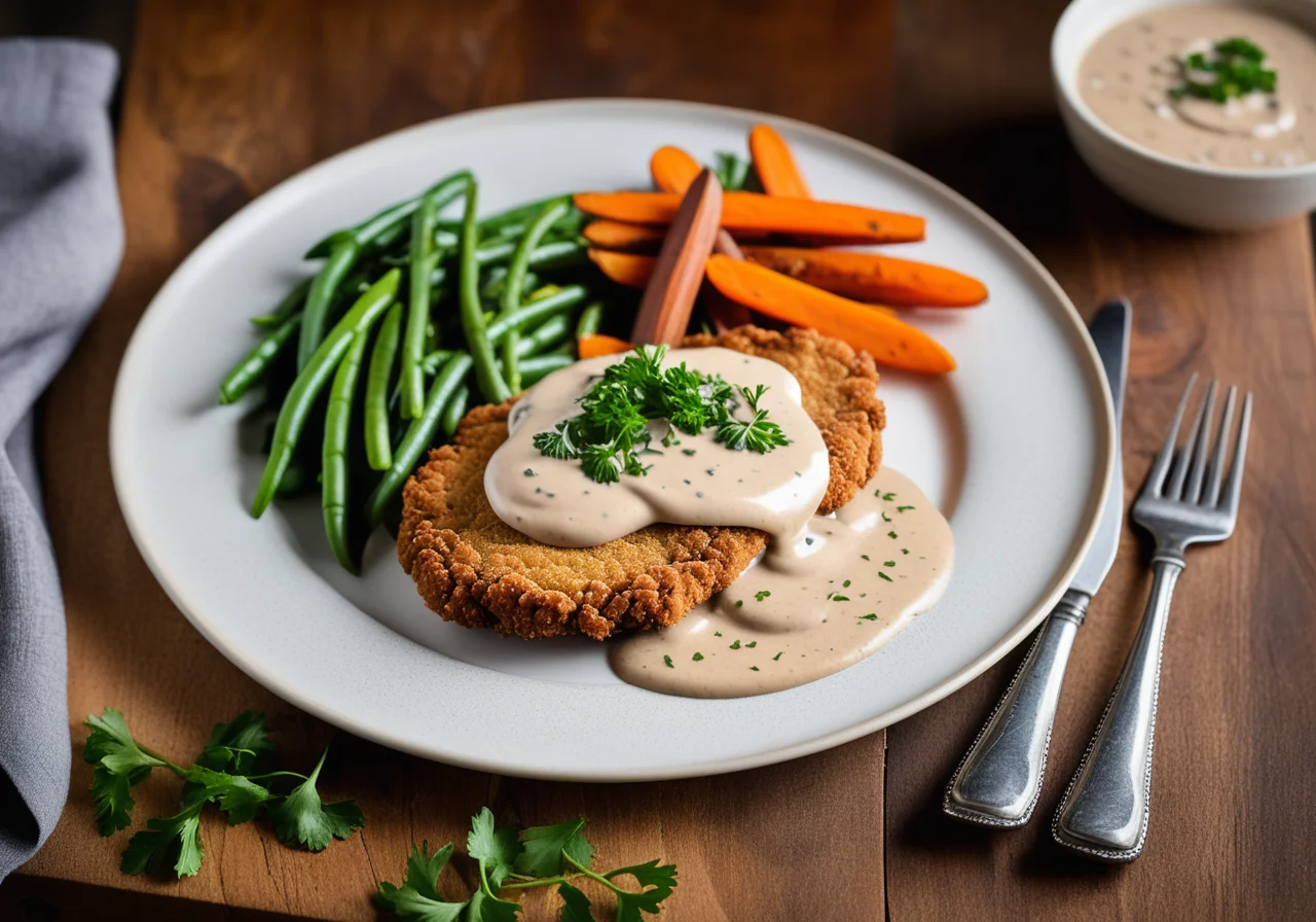 Natural Veal Schnitzel with Mushroom Sauce