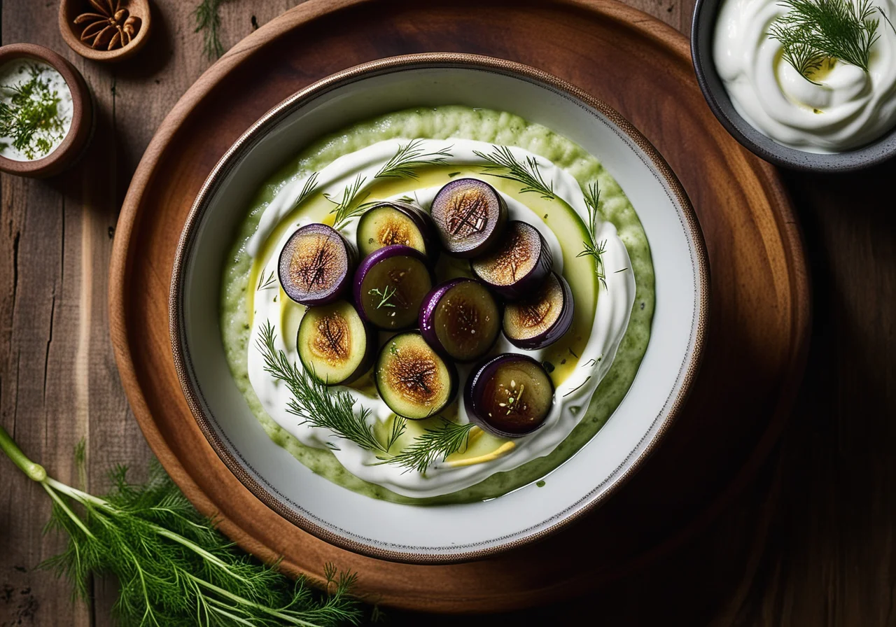 Cucumber yogurt with eggplant