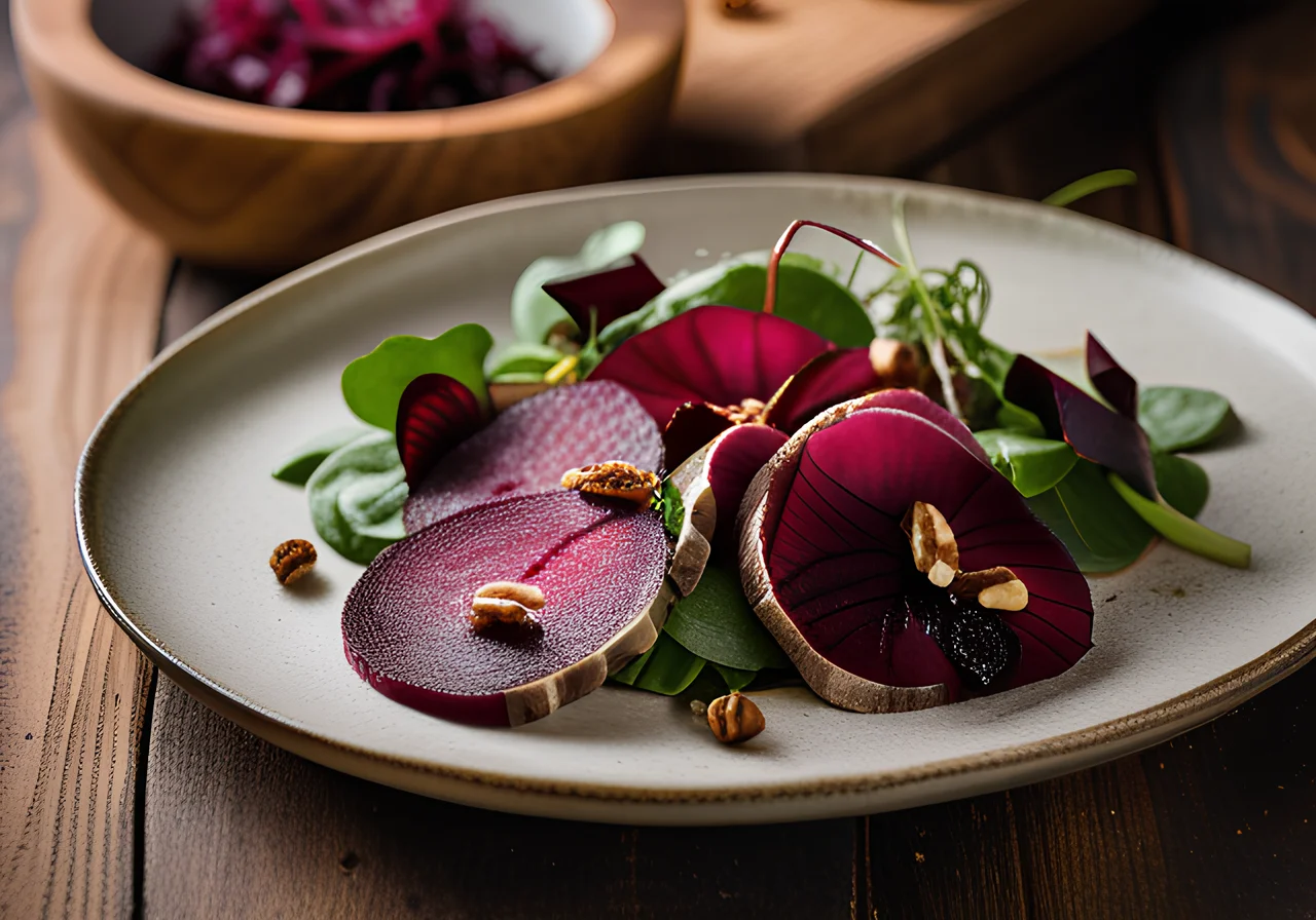 Vegan Carpaccio with Beetroot, Truffle and Mushrooms