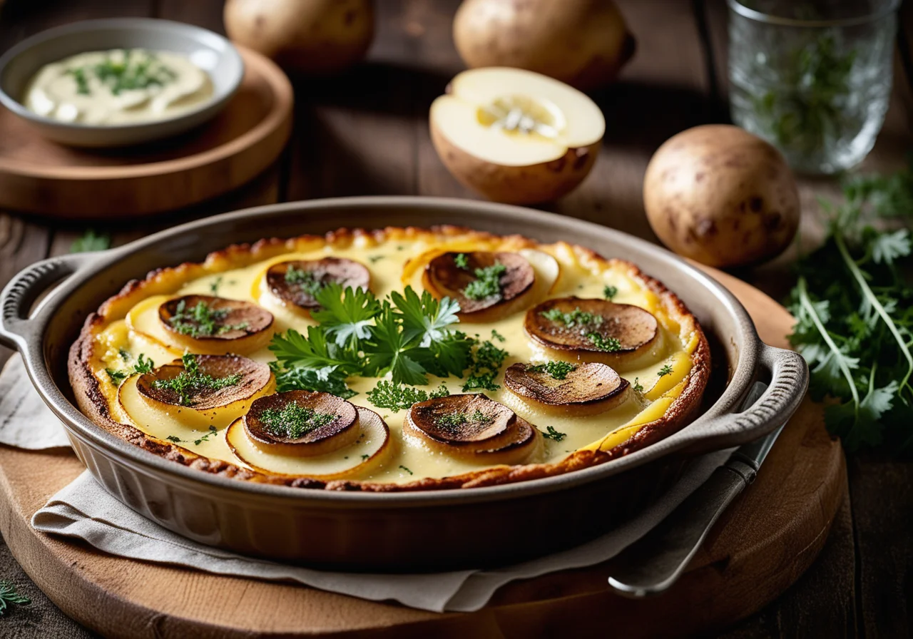 Potato Gratin with Sauteed Porcini Mushrooms