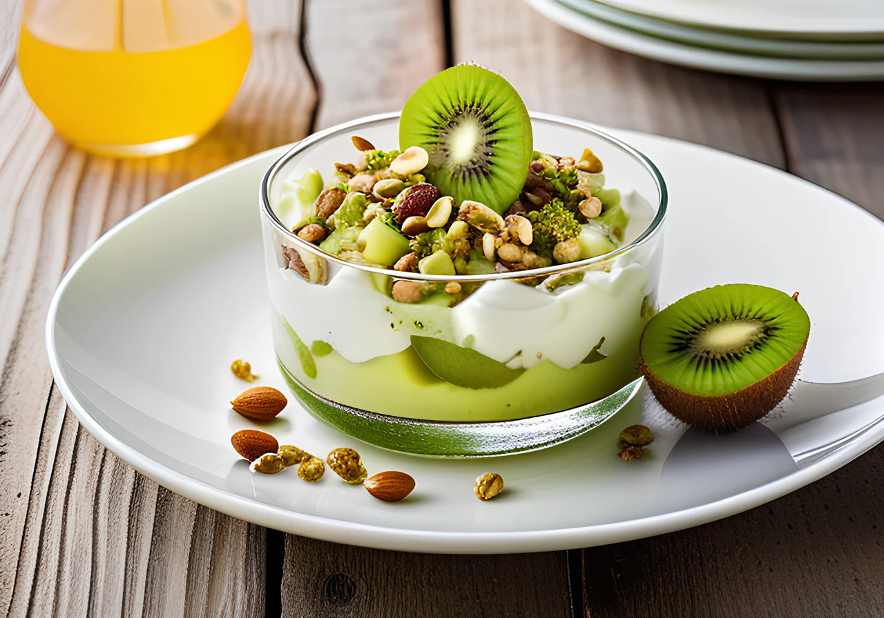 Quark Dessert with Kiwis and Pistachios