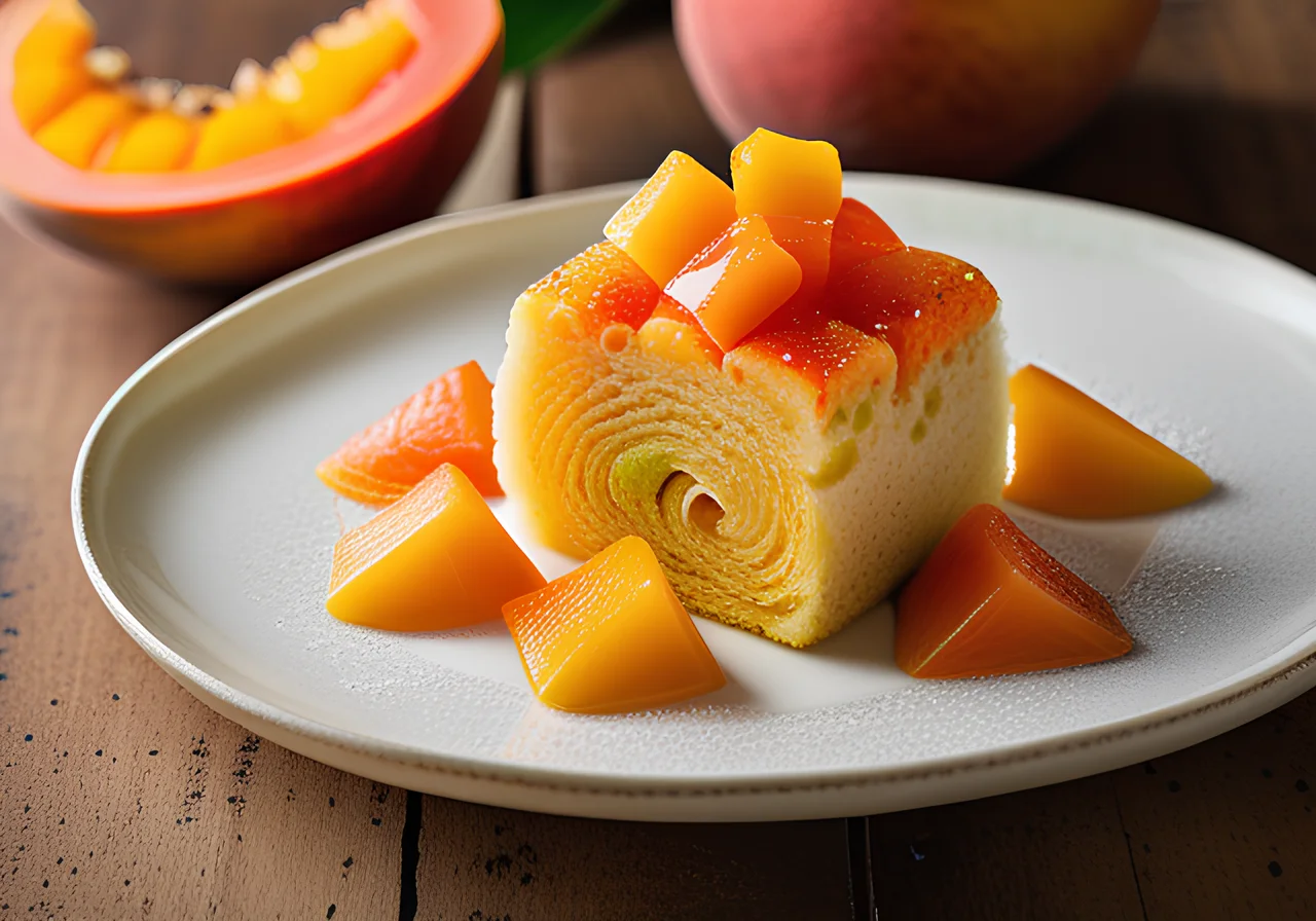 Mango-Papaya Sponge Roll