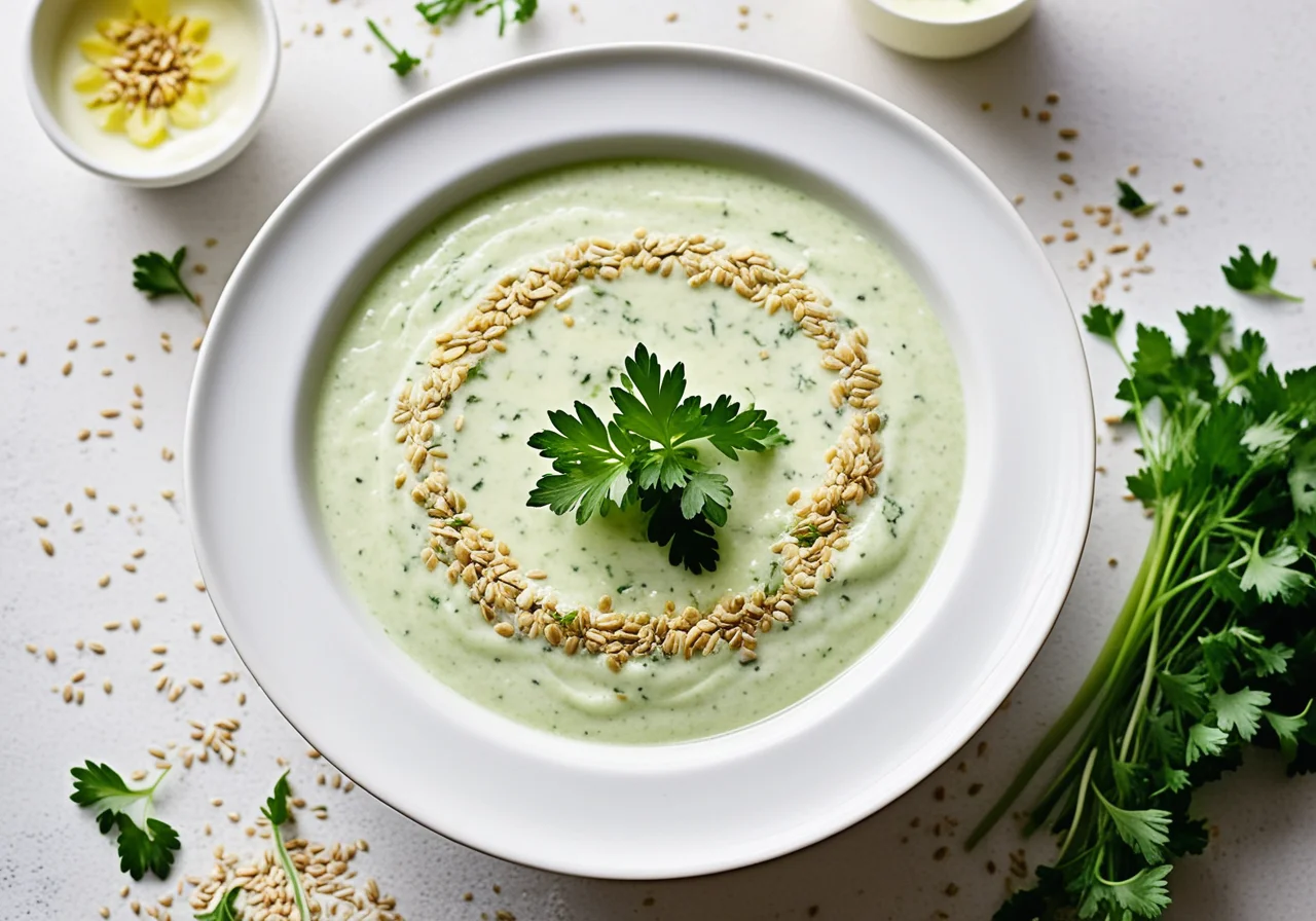 Yogurt Cucumber Soup with Flaxseed Oil