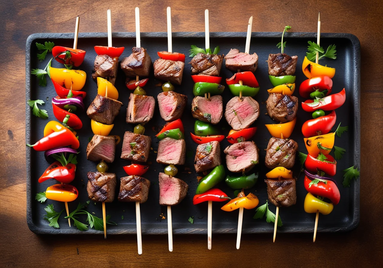 Grilled Lamb and Pepper Skewers