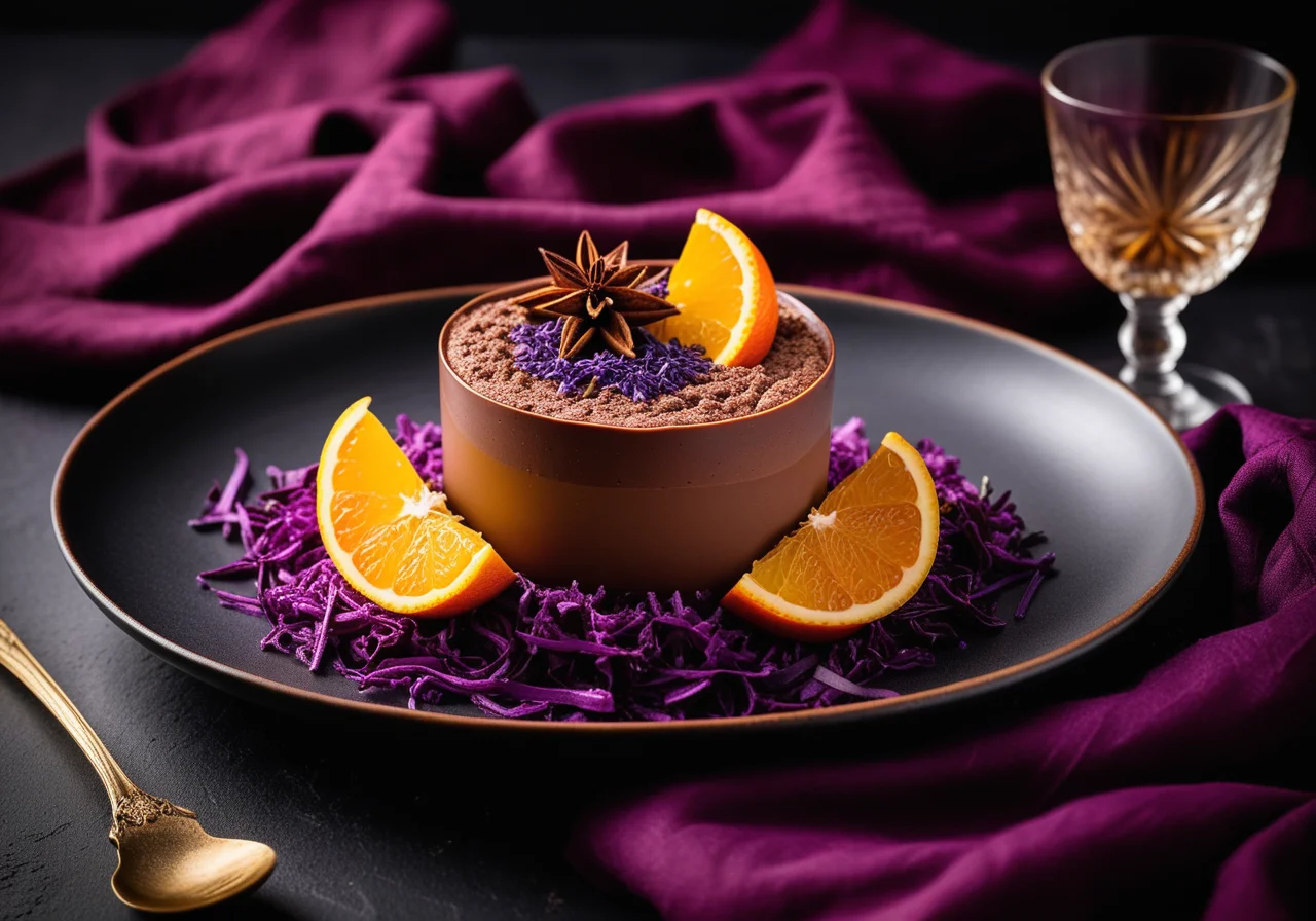 Chocolate Tonka Bean Mousse with Red Cabbage