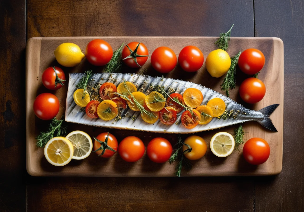 Mackerel Fillets with Tomato Cubes and Lemon Zest