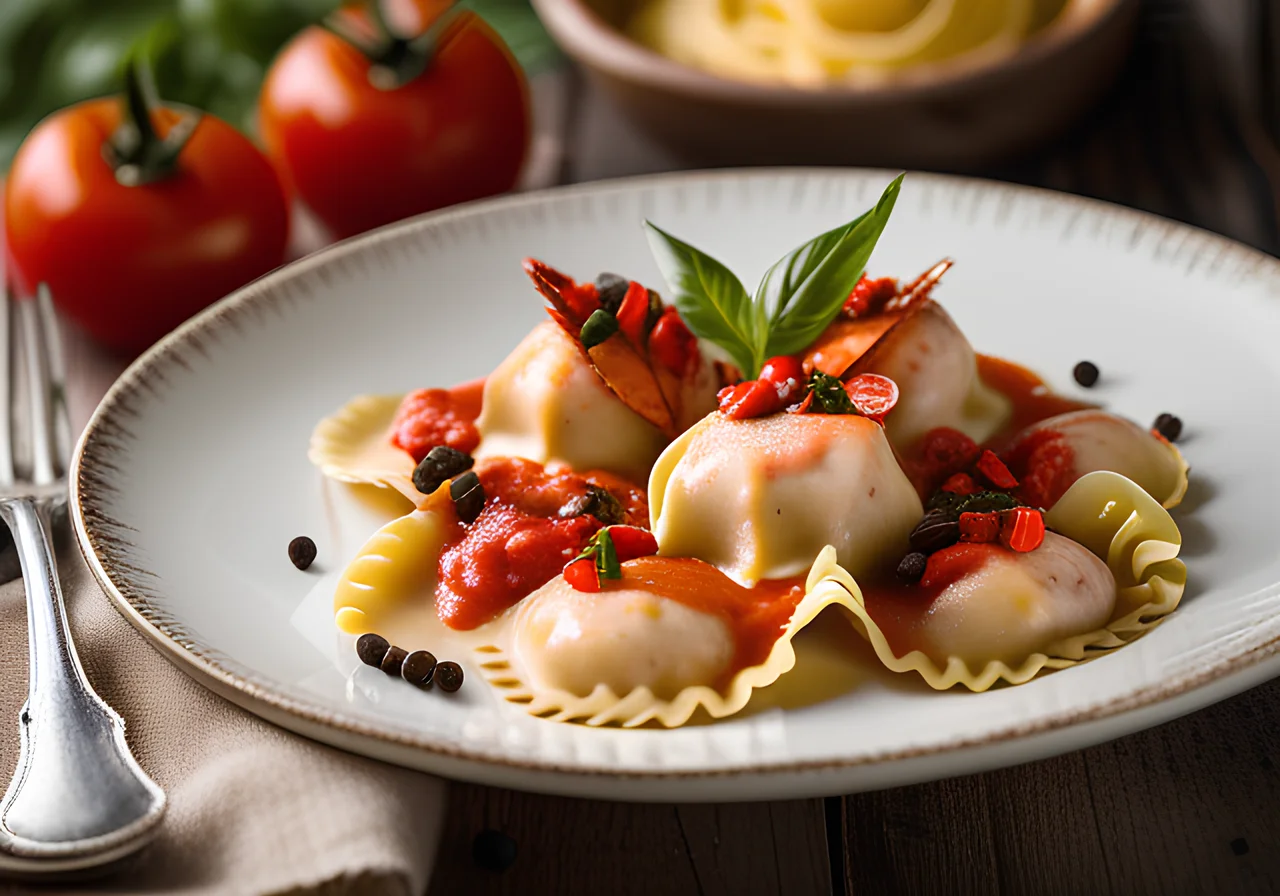 Lobster Ravioli with Creamy Tomato Sauce
