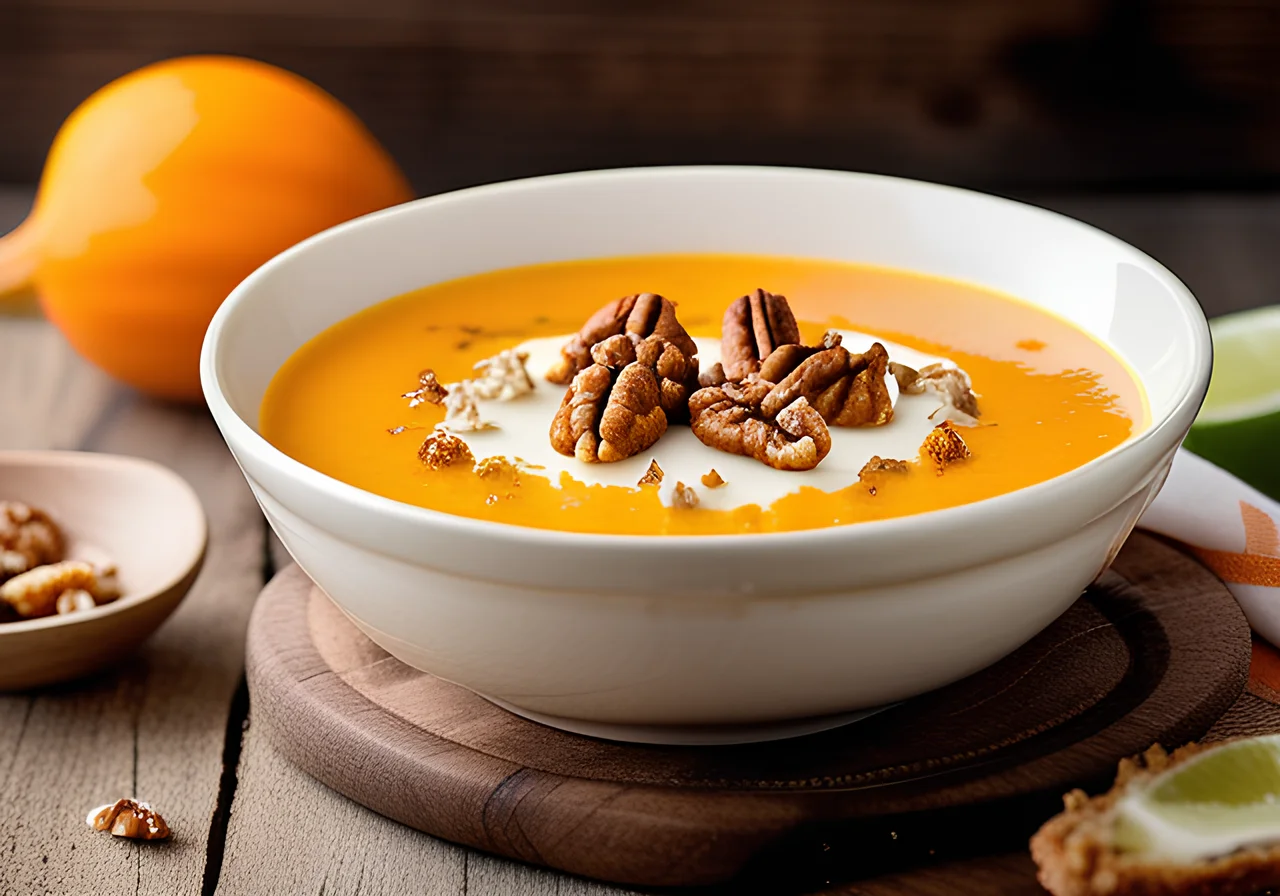 Carrot Cream Soup with Walnut Croutons