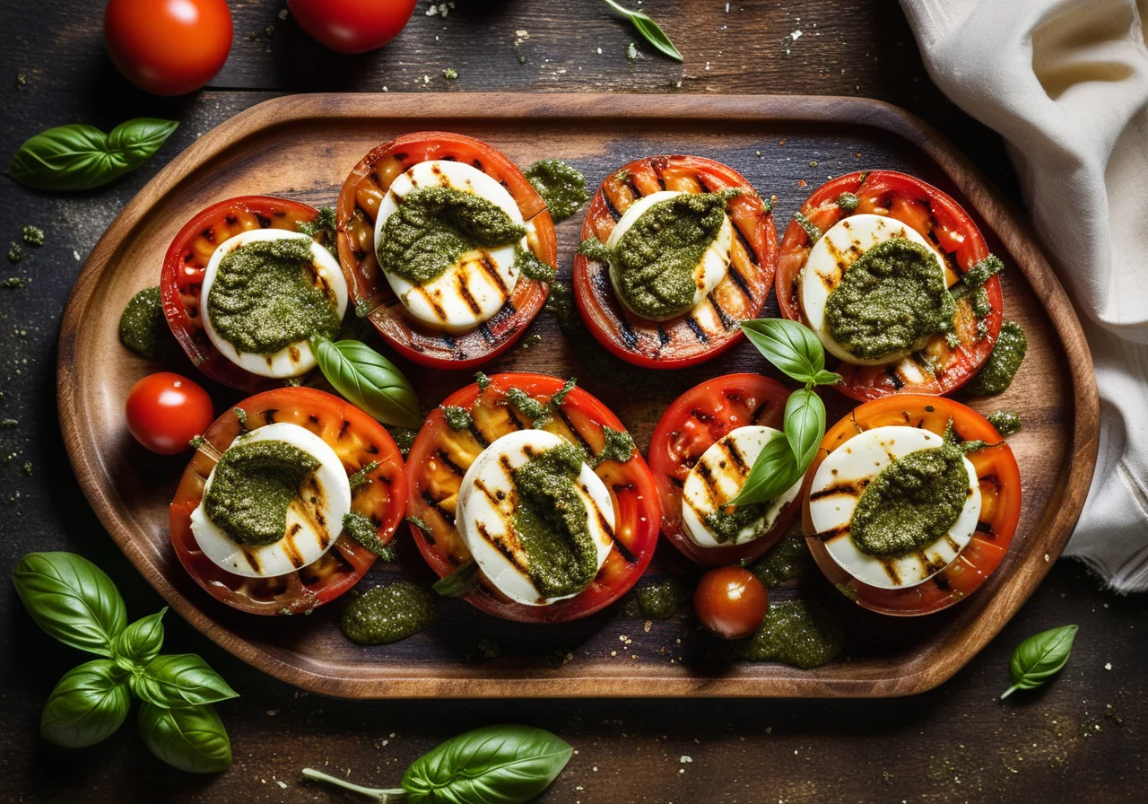 Grilled Mozzarella Pesto Tomatoes